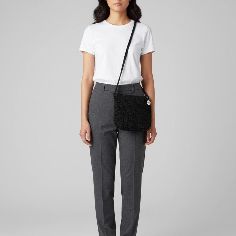 The Sak Black Crochet Knitted Crossbody Bag